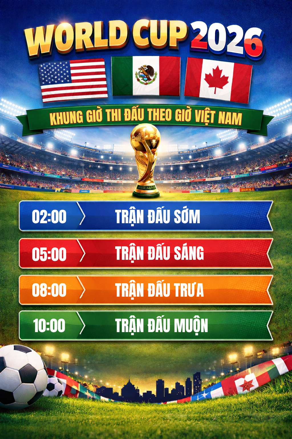 Người hâm mộ Việt Nam sẽ có khung giờ phù hợp xem World Cup 2026