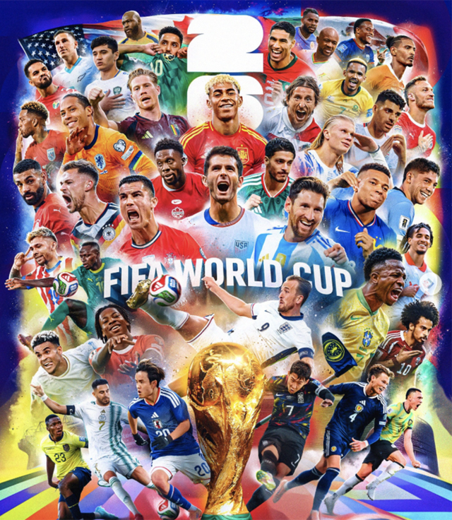 Poster chính thức World Cup 2026 với thiết kế hiện đại và biểu tượng đặc trưng.